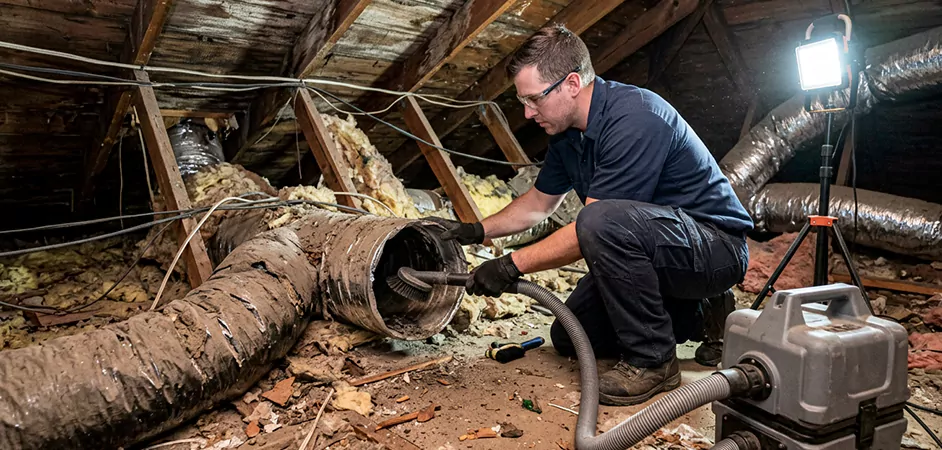 Storm-Damaged Attic Duct Cleaning in New Braunfels