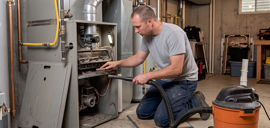 Burner and Heater Compartment Lint Removal in New Braunfels